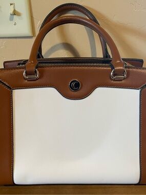 Amazon Two-Tone Satchel - White and Brown